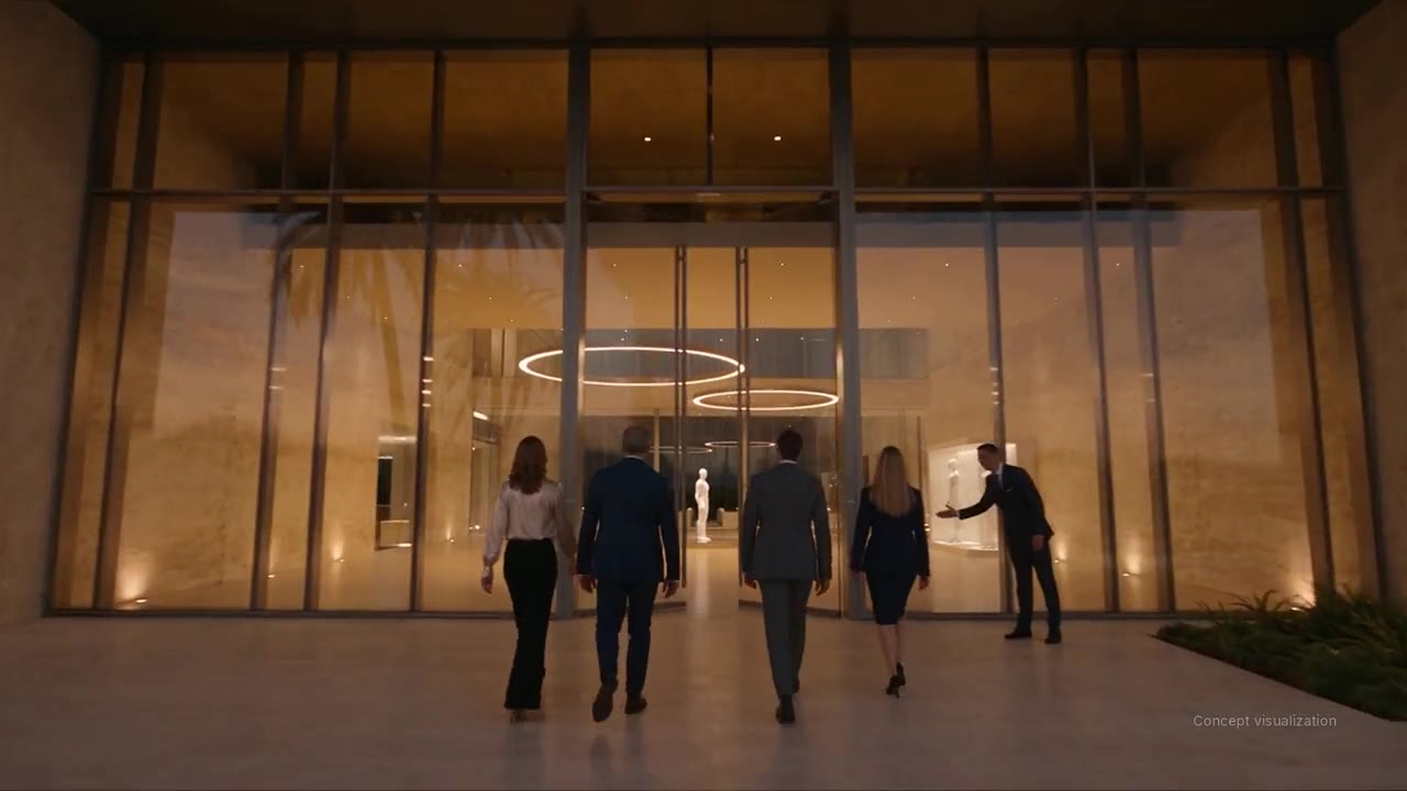 Concept rendering of guests arriving at a Metari campus